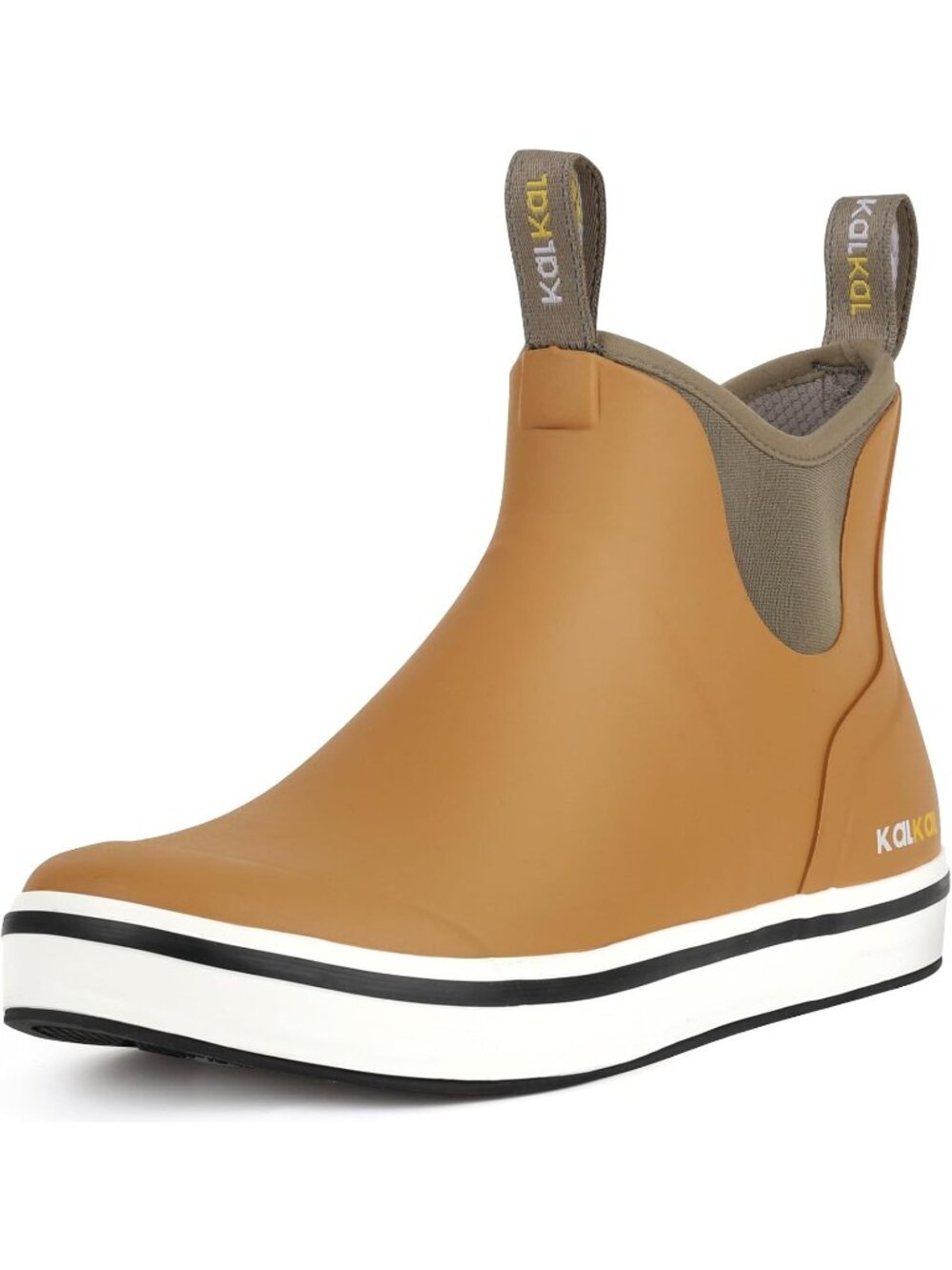 🆕Men's Brown Deck Boots Anti-Slip Saltwater Fishing Rain Boots Waterproof